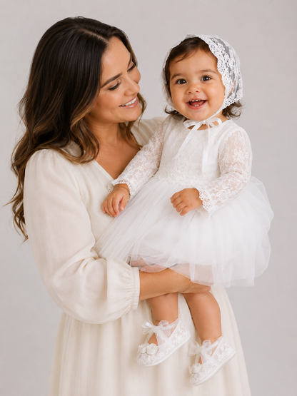 Vestido Infantil Cecília Com Touquinha de Renda