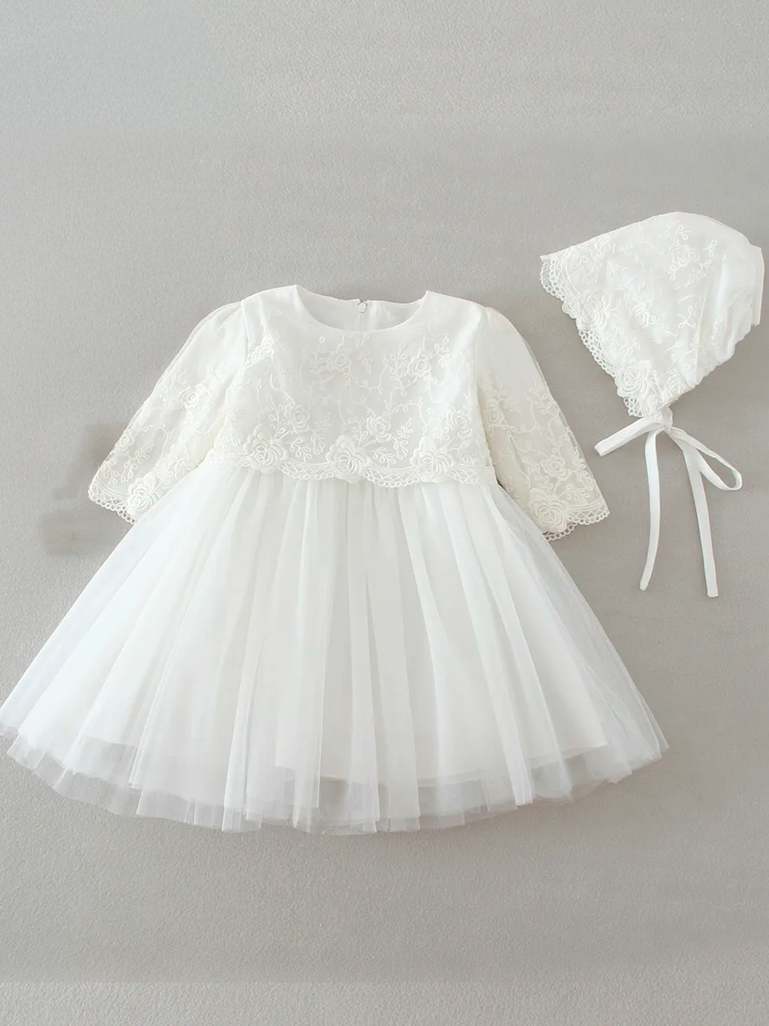 Vestido Infantil Cecília Com Touquinha de Renda